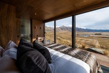 The Lindis eco pod views, where Walk into Luxury guests stay on its Mt Aspiring, Mt Cook & Ahuriri Valley journey