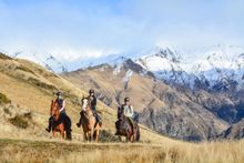 Horse riding at Mahu Whenua with views to Mt Aspiring National Park
