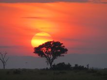 Sunset in Queen Elizabeth National Park, Uganda