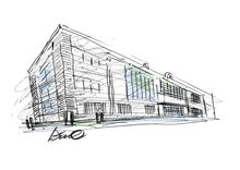 Marufukuro building sketch by Tadao Ando - former HQ of Nintendo