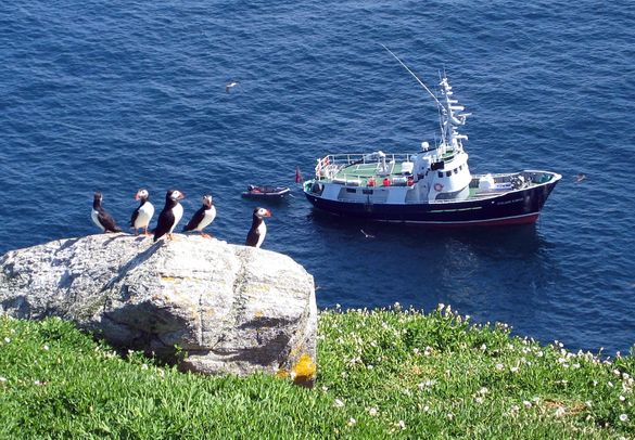 The Hjalmar Bjorge at the remote Flannan Isles in the Outer Hebrides