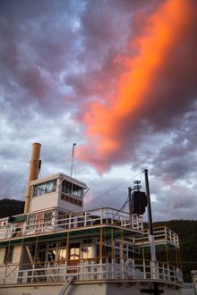 Dawson City, midnight sun over SS Keno