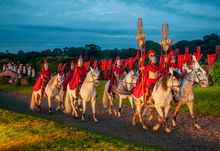 Romans riding on horseback in Kynren