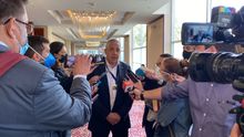 Robert Alvo, CEO of LATAM Airlines Group speaking to the press at Wings of Change in Santiago, Chile
