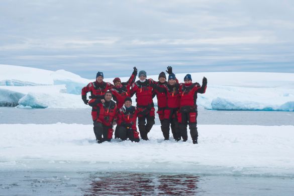 Expeditioners during a landing with Aurora Expeditions; Photographer Scott Portelli 