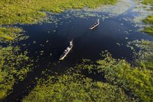 A glass-bottom mokoro expedition at Xigera Safari Lodge
