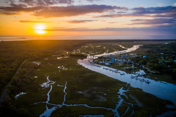 Sunrise over the Atlantic Ocean and Intracoastal Waterway on Amelia Island, FL