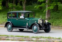 Great British Car Journey’s CEO Richard Usher drives the Baden-Powell Rolls-Royce known as Jam Roll.