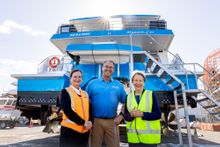 Inspecting the new Maggie Cat, SeaLink's newest Queensland built ferry