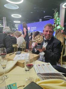 Managing Director of Seaham Hall Hotel, Ross Grieve with their Gold for Small Hotel of the Year