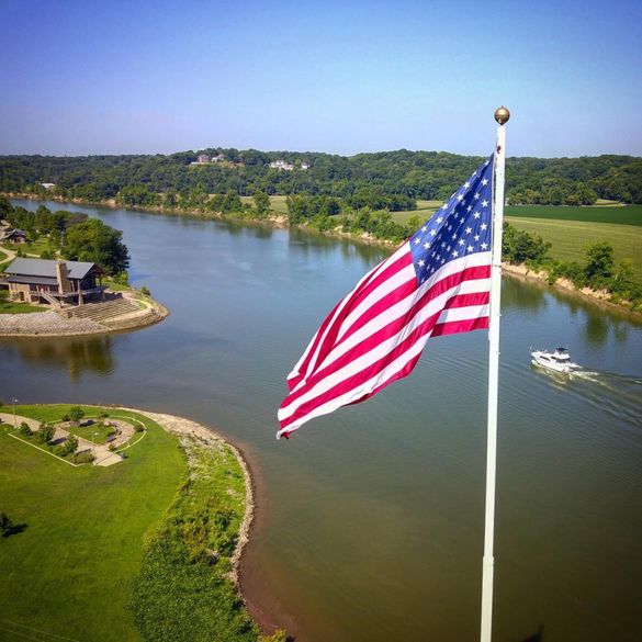 American flag at Clarksville's Liberty Park on the Cumberland River