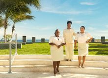 Weddings and Events Managers at recently opened Sandals Royal Curaçao sport their new “Sandals Anniversary Collection