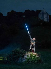 Young Arthur draws a sword from the stone