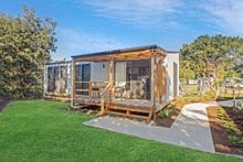 Outside of one of Reflections new cabins at Urunga