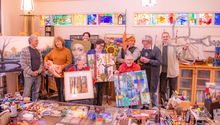 9-year MRROS artists: Peter Scott, Kay Gibson, Gay Scaddan, Lauren Wilhelm, Fi Wilkie, Pascale Abbott, Gerry Reilly, Leon Pericles (front), John Miller and Voytek Kozlowski. Not pictured: Rachel Coad, Francois Payet, John Streater and Karen Seaman