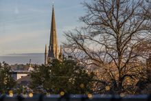 View of Norwich Cathedral at Christmas