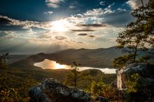 Hay Rock is located along the Appalachian Trail in Botetourt County, VA. Views overlook the Blue Ridge Mountains and Carvins Cove Reservoir.
