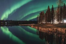 Northern Lights over Chena Lake, just outside of Fairbanks, Alaska. 