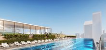 An artist's impression of the 0M dual hotel project in Melbourne's Docklands.