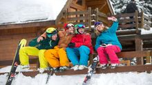 Lake Louise, Banff NP, Alberta, Family ski selfie