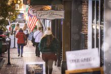 Shoppers stroll down Franklin Street looking for the perfect gift.