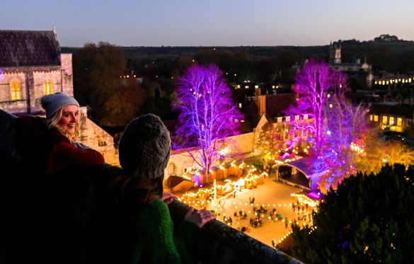 Winchester Cathedral Christmas Market Tower Aerial View