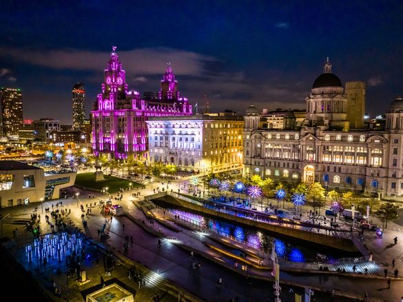 Liverpool's Pier Head - River of Light 2022