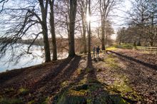 A couple enjoy a stroll at Blenheim Palace