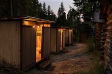 ​Modern glamping-style bathhouses, O.T.O. Ranch, Montana