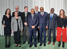 Photo caption: Minister of Tourism, Hon Edmund Bartlett (2nd Right) and Permanent Resident of Jamaica to the United Nations, Ambassador Brian Wallace (C). Sharing lens are l-r, some of the core group that supported the resolution, Deputy Permanent Residen