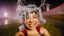 Hair Freezing contest at Eclipse Nordic Hot Springs, Yukon