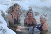 Hair Freezing contest at Eclipse Nordic Hot Springs, Yukon