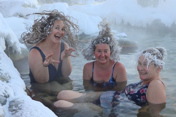 Hair Freezing contest at Eclipse Nordic Hot Springs, Yukon Hair Freezing contest at Eclipse Nordic Hot Springs, Yukon