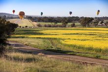 Balloons over canola fields, Northam WA (2017 Championships)