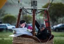 Pilot Les Springett from Victoria checking his marker and landing points before take off 020917 National Ballooning Championships 