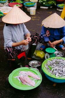 Preparing fish in Hoi An, Vietnam