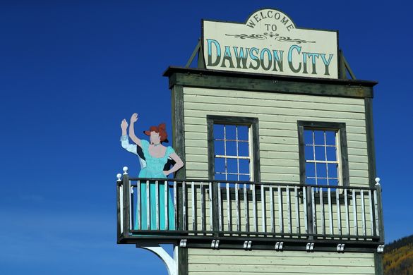Dawson City welcome sign