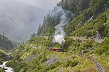 Steam train on Furka Pass, Switzerland
