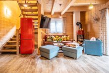 Living room of a luxury chalet at Hotel The Kaprun Edition