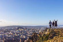 Friends on Salisbury's Crags, Arthur's Seat, Edinburgh