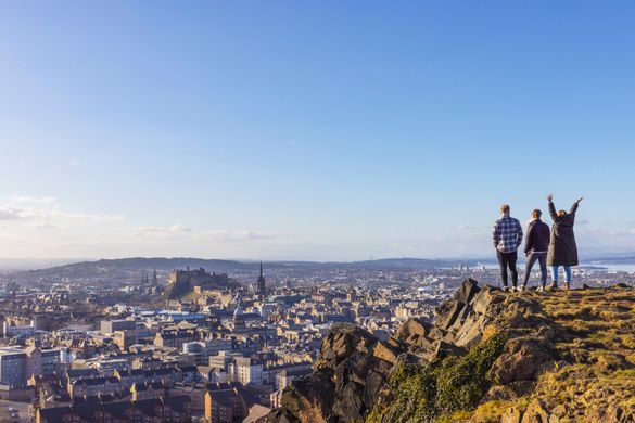 Friends on Salisbury's Crags, Arthur's Seat, Edinburgh