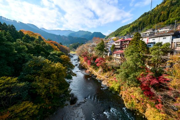 Scenic autumn views at Mitake