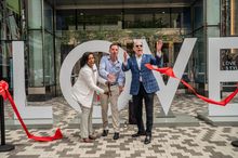 The ribbon is cut, welcoming the LOVEworks to Philadelphia.