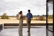 Couple enjoying a glass of wine at Shaw Wines, Murrumbateman
