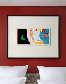 Abierto I, hand-illuminated lithograph by Joaquín Capa