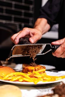 QT Sydney Gowings Truffled Burger with Fries