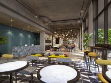 Rendering of reception and social hub, Hotel Faber Park Singapore – Handwritten Collection