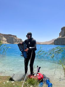 Karin Sinniger at Band-e-Amir, Afghanistan