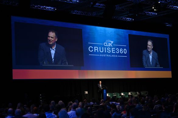 Cruise Lines International Association (CLIA) Managing Director Australasia Joel Katz addresses delegates at the Cruise360 Australasia conference in Brisbane.