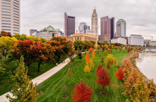 Fall in downtown Columbus, Ohio along the Scioto Mile